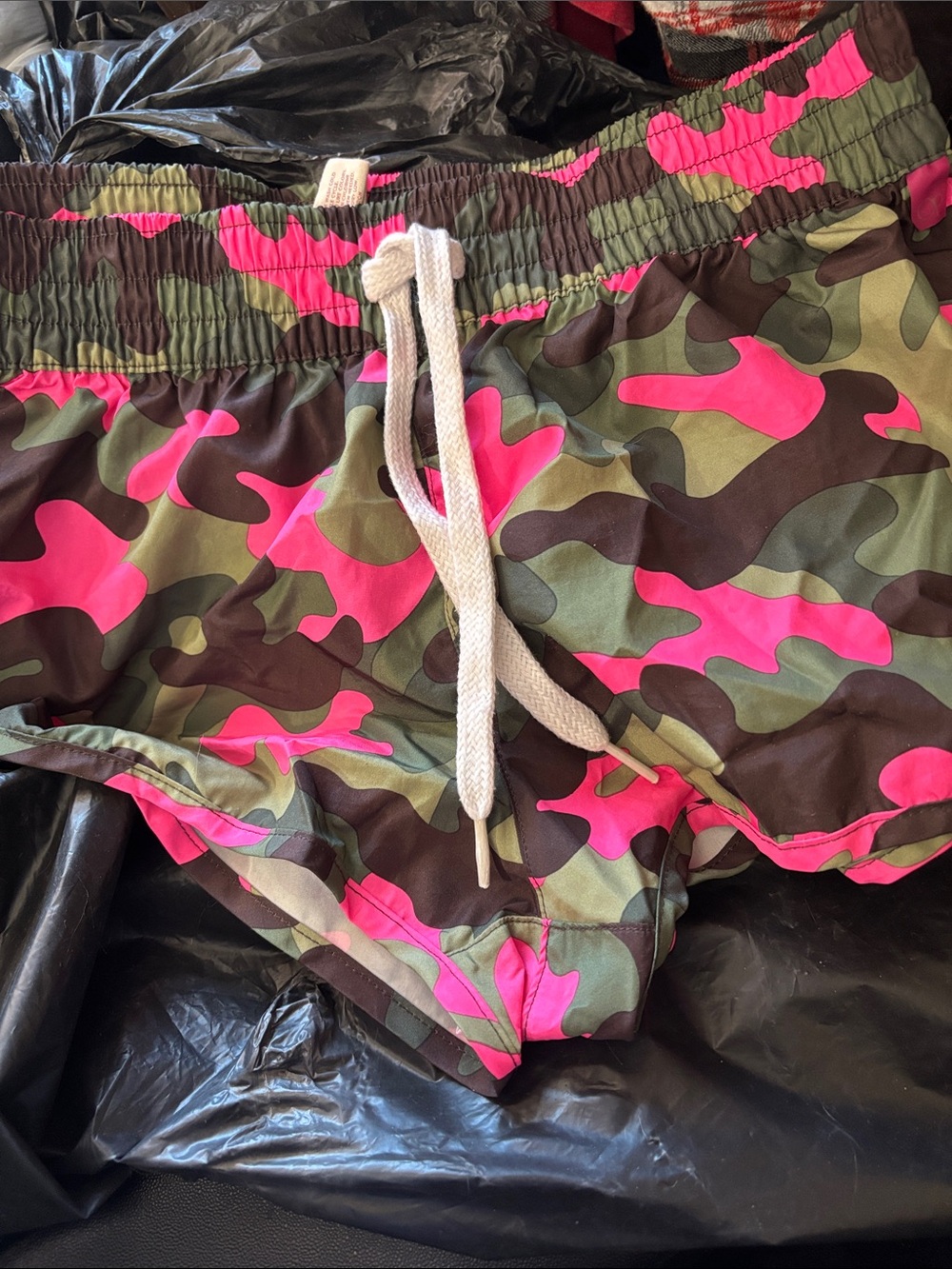 Junior Pink Camo Drawstring Shorts Small